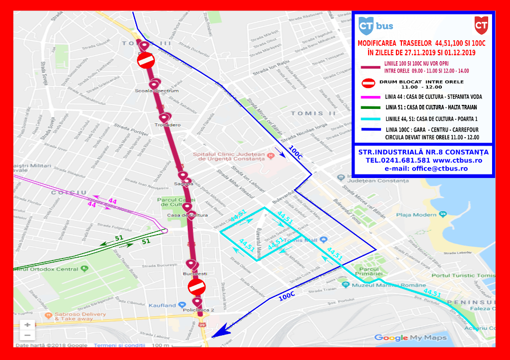 bd aurel vlaicu constanta harta Harta traseelor CT BUS în weekendul de 1 Decembrie  