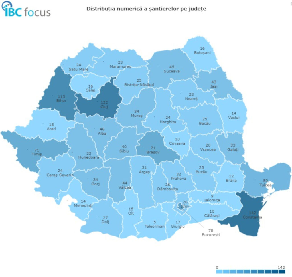 Harta santierelor din Romania